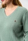U.S Polo V-Neck knit bell genser dame, Green Millue thumbnail