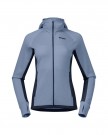 Bergans Cecilie Wool Hood Jacket Til Dame, Misty Sky Blue/Navy Blue thumbnail