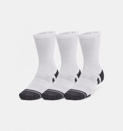Under Armour UA Performance Tech 3pk Crew Sokker, Hvit  
