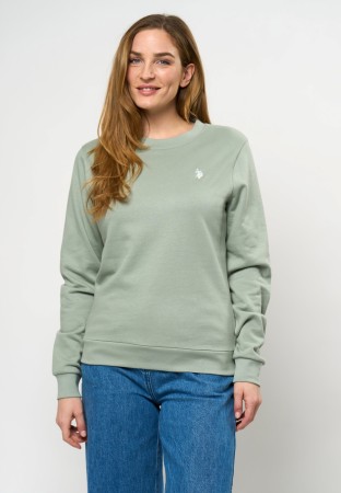 US Polo Adele O-Neck Sweater bomullsgenser Dame, Green Milliue