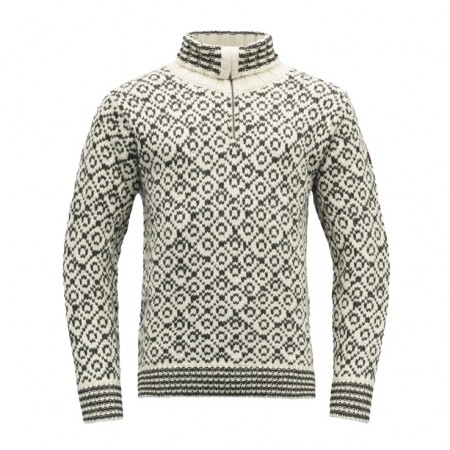 Devold Svalbard Wool Zip Neck unisex, Sort/Hvit