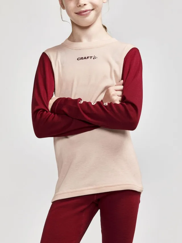 CRAFT Core Warm Baselayer Set Superundertøysett Junior, Gum Rhubarb