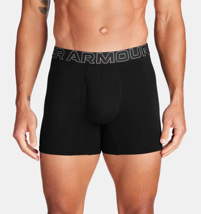 Under Armour  M UA Perf Cotton 6in 3-pk Boxershorts Herre, Sort