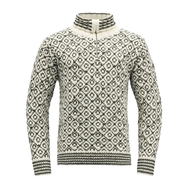 Devold Svalbard Wool Zip Neck unisex, Sort/Hvit