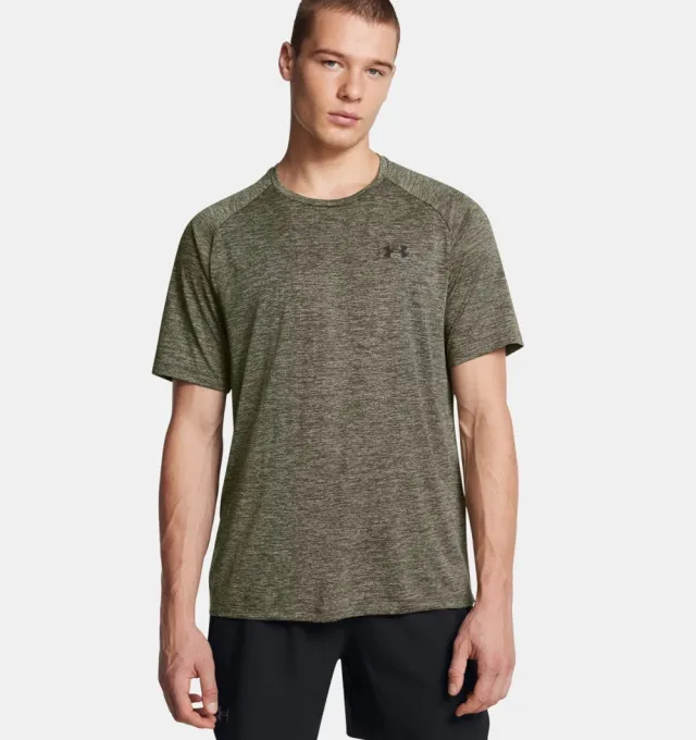 Under Armor UA Tech 2.0 SS Tee T-skjorte for trening Herre, Marine OD Green / Black