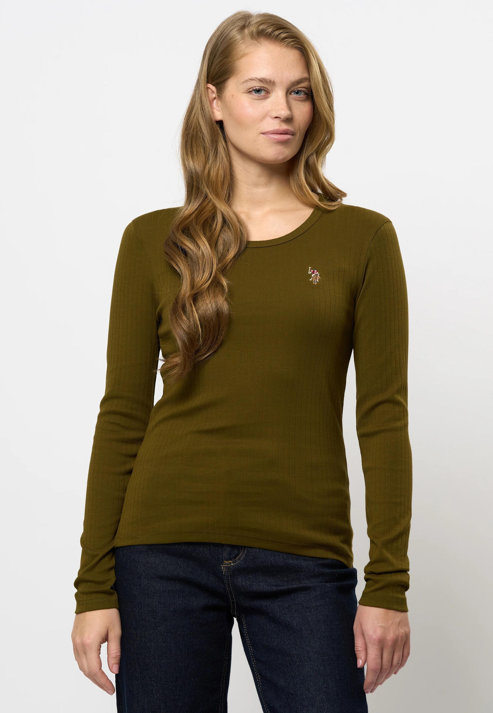U.S. Polo Carlotta New Reg Rib Usp W Tee Til Dame, Dark Olive