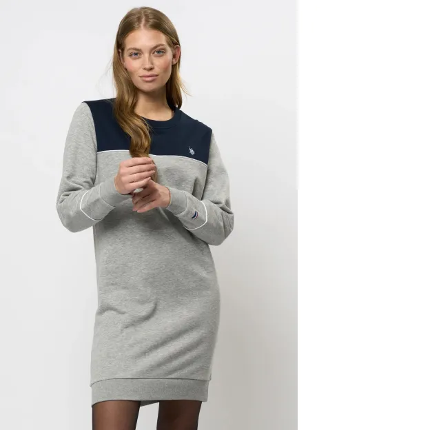 U.S. Polo Katja Reg Cot Pe Uspa W Dress Til Dame, Grey Melange