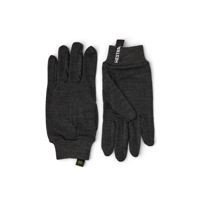 Hestra Merino Wool Liner Active – 5 Finger, Charcoal